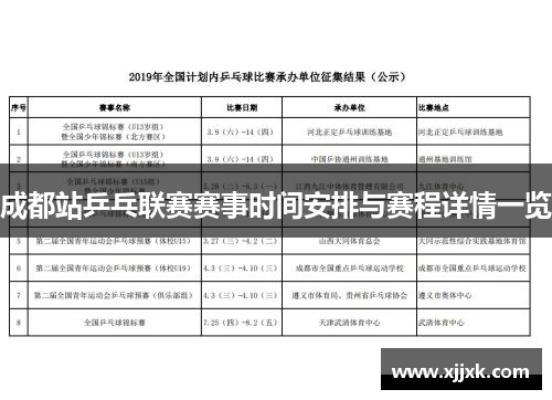 成都站乒乓联赛赛事时间安排与赛程详情一览